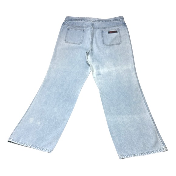 Anne Klein Women's Drawstring Jeans High Rise Wide Leg - Size XL, Light Blue - Picture 3 of 16